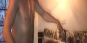 African slave takes two long cocks in bedroom - video 1