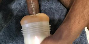 Black Dick Masturbation With Fleshlight While Watching Porn