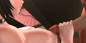 Hentai busty anime girl giving tit job gets jizz shot