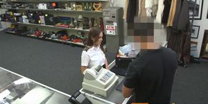 XXXPAWNSHOPS - Uniformed pawnshop amateur cocksucks for cash