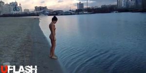 Ukrainian Teen Nude on Winter Beach
