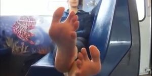sexy teen soles on bus in your face