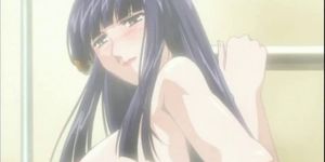 Anime brunette nailed from behind in bathtub