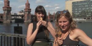 US Tourist Girls having fun and filming themselves in Germany