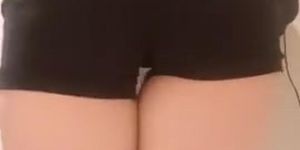 How this thigh shorts suits my big ass blondy model