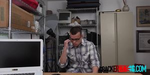 Nerdy straight guy sucks BBC for cash