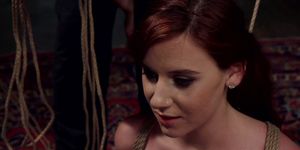 Redhead is anal fucked in bdsm threesome (Audrey Holiday)