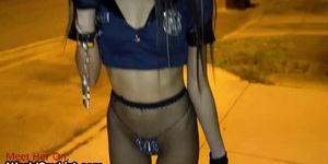 Asian girl likes dating dressed as policewoman