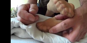 Amateur tickling in nylon