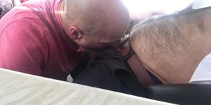 Dad sucking hairy cub