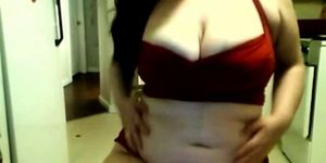 Chubby busty brunette teen webcam dance and booty shake pt2 - video 1