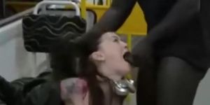 She sucks a Black dick in subway