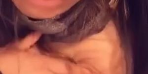 Latina Rubbing boobs in bathroom
