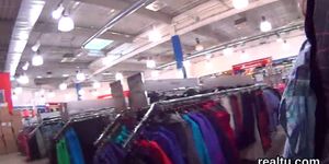 Enchanting czech sweetie is seduced in the shopping centre and fucked in pov