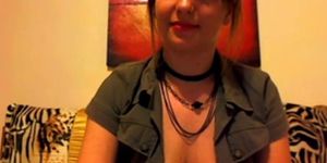 Cute little brunette with no bra bares all on cam - video 1