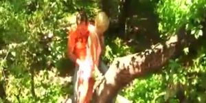 Fucking hot blonde clothes in a tree
