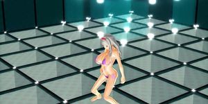 [3D MMD] Purple Bikini Girl Breast Expansion Dance (Rare) by Unknown