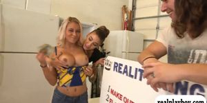 Pretty blond woman gives head and pounded to earn money