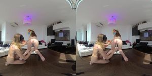 hottest double strip tease VR180 video with 2 ultra hot instagram models