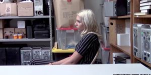 Angry blonde teen makes a big problem in the store