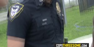 Hardcore sex with two busty female cops and a huge black shlong