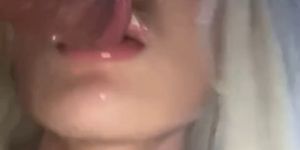 Explosive Cum Facial on Sissy Cum slut Crossdresser in Hotel room