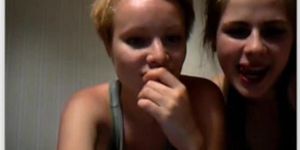 Two cute girls kissing on chatroulette