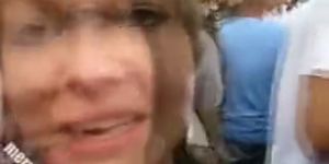 Beautiful MILF public sucking in front of fully crowded place