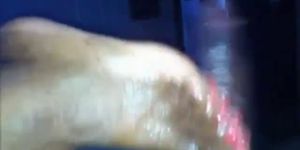 Ebony red toe nail wet footjob  - video 1
