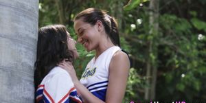 Lesbian teen cheerleader rides face