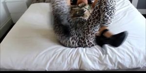 leopard leggings ass tease