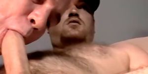 JOE SCHMO VIDEO - Fat hairy dude allows a mature gay to suck him dry