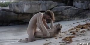 Extreme art sex of horny couple on beach - video 2