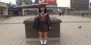 Mikan Cute Asian student flashes her part4