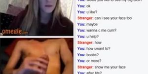 Showing huge dick to nice blonde in omegle