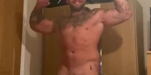 Straight hunk alpha Andy Lee closing door with his huge hard dick