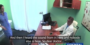 FakeHospital Doctor prank calls his sexy nurse with big boobs then fucks her