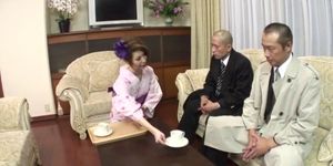 JAVHD - Kimono girl, Rinka Kanzaki, deals two massive cocks