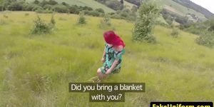 FAKEHUB - Bigtitted redhead brit pussyfucked outdoors