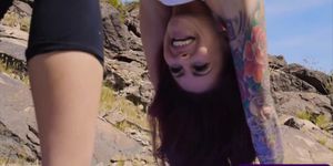 Sporty chick in ripped yoga pants gets fucked outdoors (Monique Alexander)
