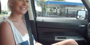 Pickedup young beauty doggystyled in car - video 1