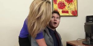 Bigass blonde riding cock in the office