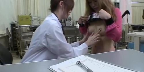 Blonde Jap girl dicked with a dildo during Gyno exam