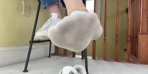 Adidas shoeplay & sweaty socks feet