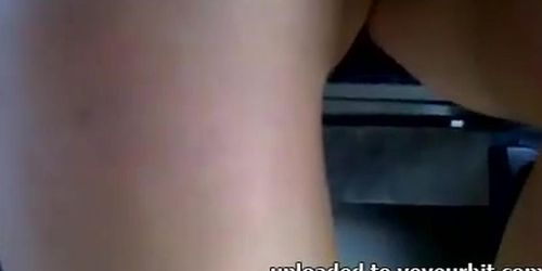 With his hand almost under her skirt.
