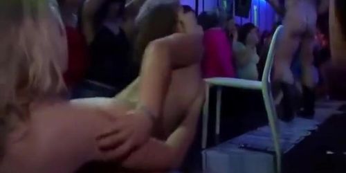 Crazy cfnm girls going bad at an orgy stripper party