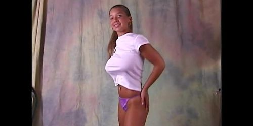 Christina Model Bouncing in Thong & Wet Tshirt