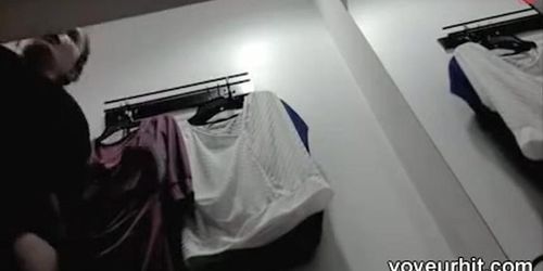 Sexy lingerie milf changing on the voyeur dressing room cam