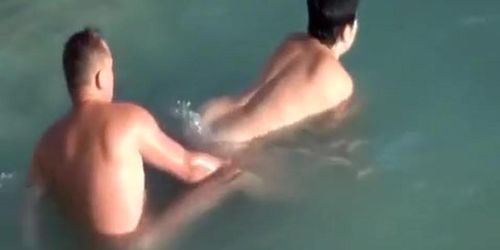 Nudists fucking in the water