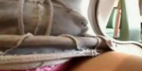 Seductive girl masturbates at a restaurant